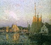 Wilson Irvine Evening in the Harbor oil on canvas